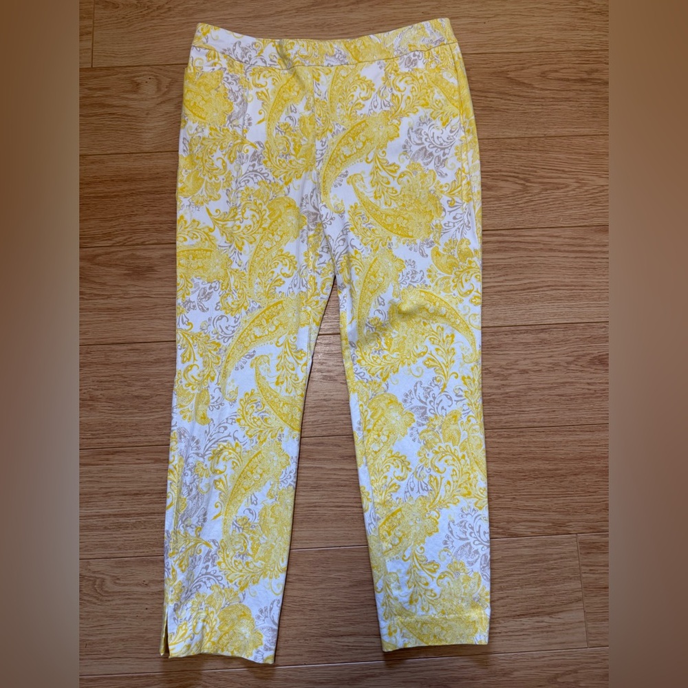 Chico's so slimming Brigitte 360 Coastal Paisley Pineapple ankle sz 2 12 - Picture 2 of 9
